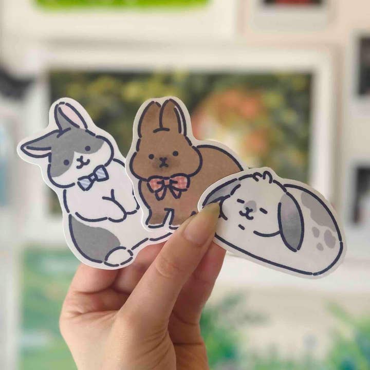 Bunny Sticker Waterproof Vinyl for wholesale by Tea Thyme Stationery
