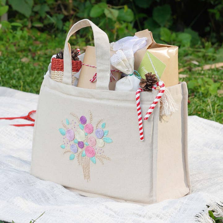 Collapsible Hand-Embroidered Sustainable Picnic Basket - No Tariffs for wholesale by Craftpair
