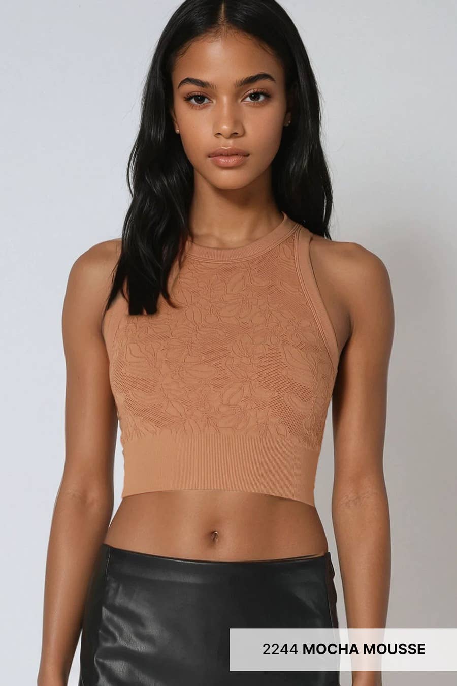 NIKIBIKI - Wholesale Knit Top - Women's - NS8330 - Lace High Neck Crop0