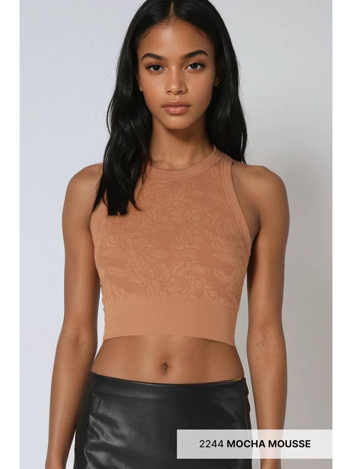 NIKIBIKI - Wholesale Knit Top - Women's - NS8330 - Lace High Neck Crop