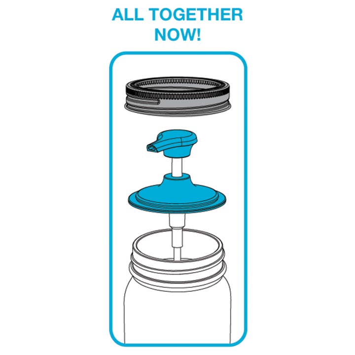 Fox Run Brands - Wholesale Soap Dispenser - Jarware Soap Pump Lid, Regular Mouth Mason Jar, Blue3