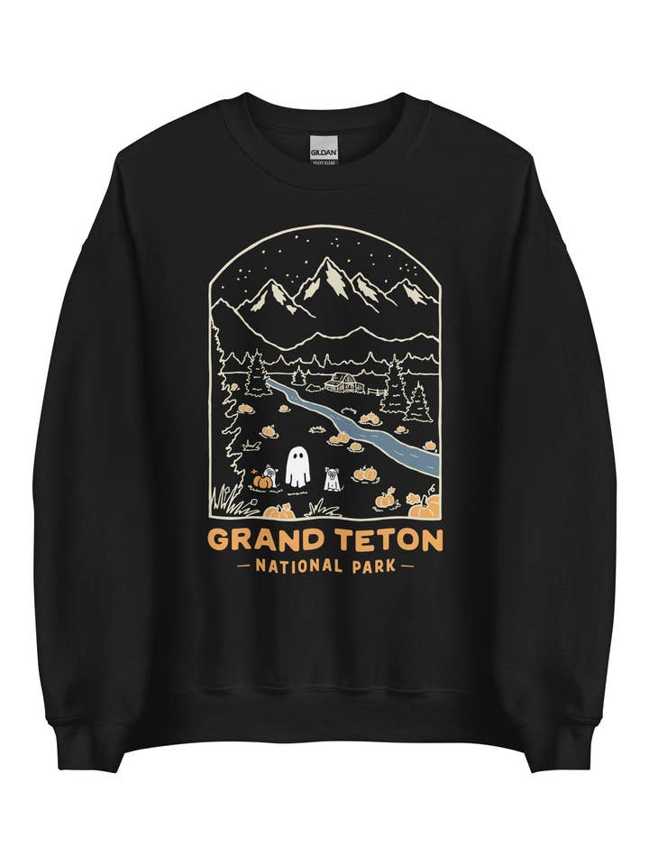 Grand teton Spooky National Park Unisex Sweatshirt | BLACK for wholesale by ChasingAMoment