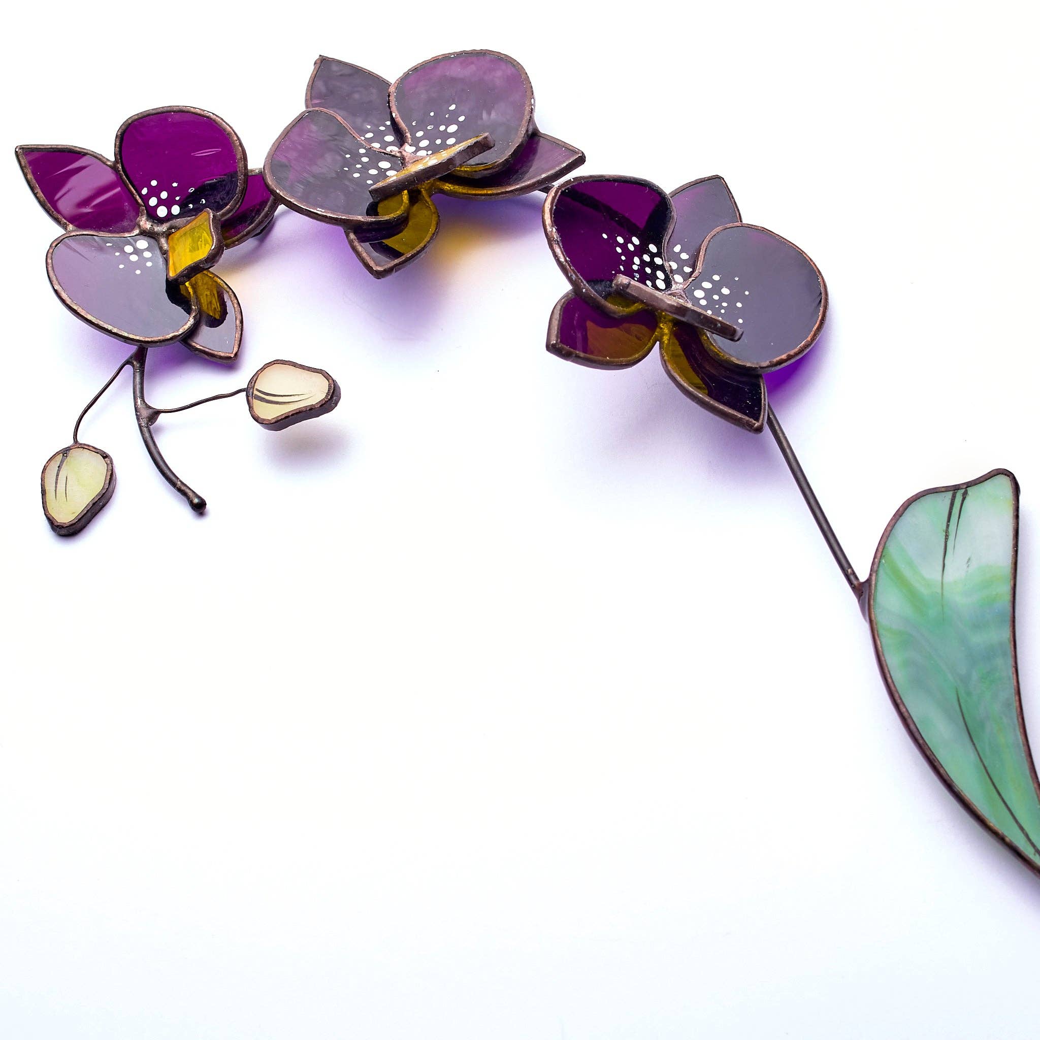 Avalglass - Wholesale Decorative Tabletop Object - Dark Purple Orchid Stained Glass Tabletop2