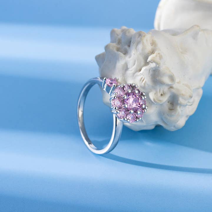 Perimade & Co. LLC - Wholesale Multi-Stone Ring - Flower Anxiety Fidget Spinner Ring in 925 Sterling Silver