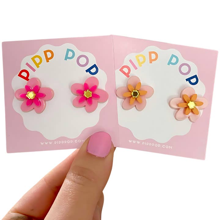 Mini Jessie Flower Studs - 10 Colours Available for wholesale by Pipp Pop