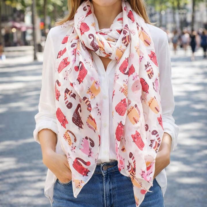 Women's scarf with cat patterns for wholesale by Reference Mode