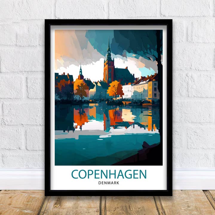 Copenhagen Travel Poster Denmark Wall Art Copenhagen Home Decor Copenhagen Illustration Travel Poster Gift Denmark Home Decor for wholesale by InkNPrintz