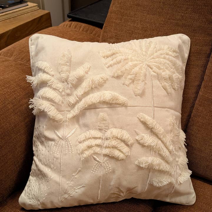 Cotton Embroidered Cushion Pillow Cover (40x40 cm) – White for wholesale by DUA