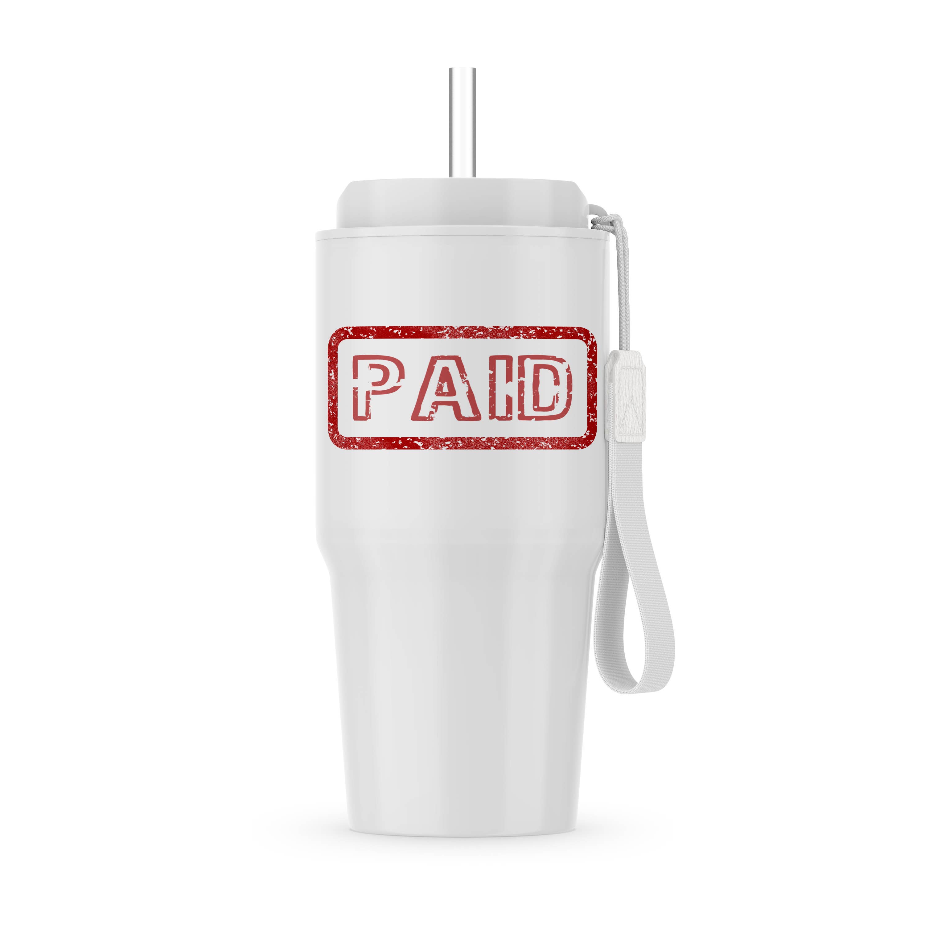 3dRose – Engroshandel Thermokop – 3dRose, Betalt blækstempel-stiliseret tekst inde i en ramme. Rødt farvedesign til dig, Tumbler0