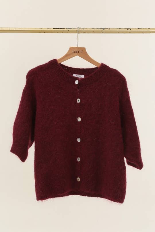 NAÏS PARIS - Wholesale Cardigan - Women's - Round neck buttoned cardigan with short sleeves in mohair and wool19