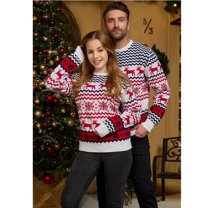 Couple Christmas Reindeer Jacquard Sweaters and other Purchase Wholesale sweaters for men. Free Returns & Net 60 Terms on Faire trending on Faire.