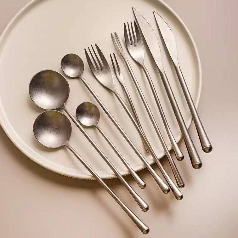 Gohobi （We cover U.S. import duties） - Wholesale Assorted Cutlery Set - Gohobi A Set of 5 Pieces Stonewashed Stainless Steel Cutlery12