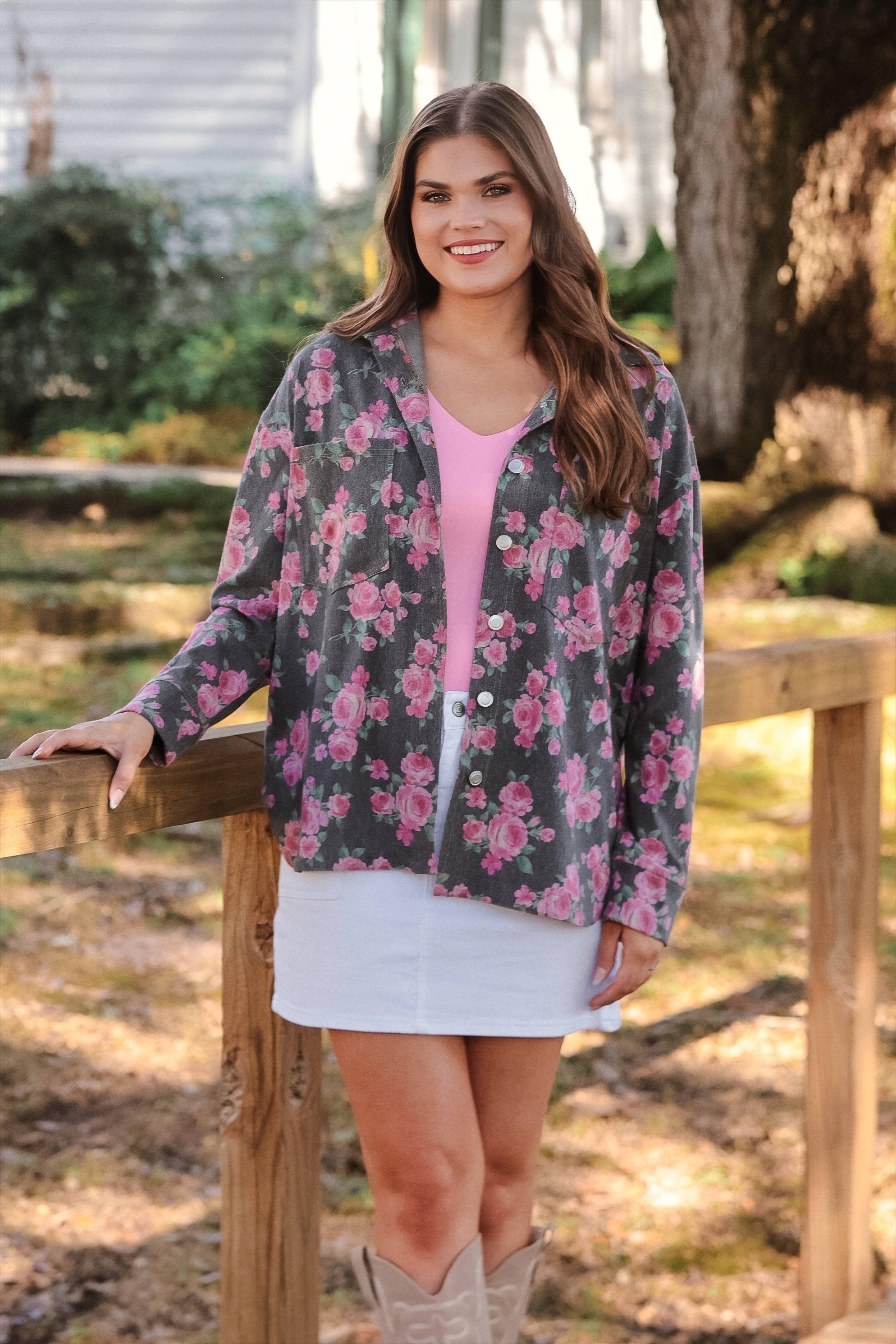 Multi Rosie Refined Denim Shacket for wholesale on Faire2