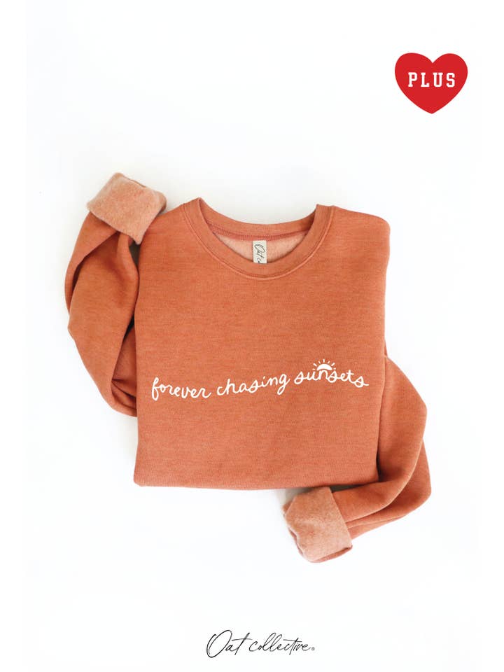 OAT COLLECTIVE - Wholesale Graphic Sweatshirt - Women's - FOREVER CHASING SUNSETS Plus Graphic Sweatshirt13