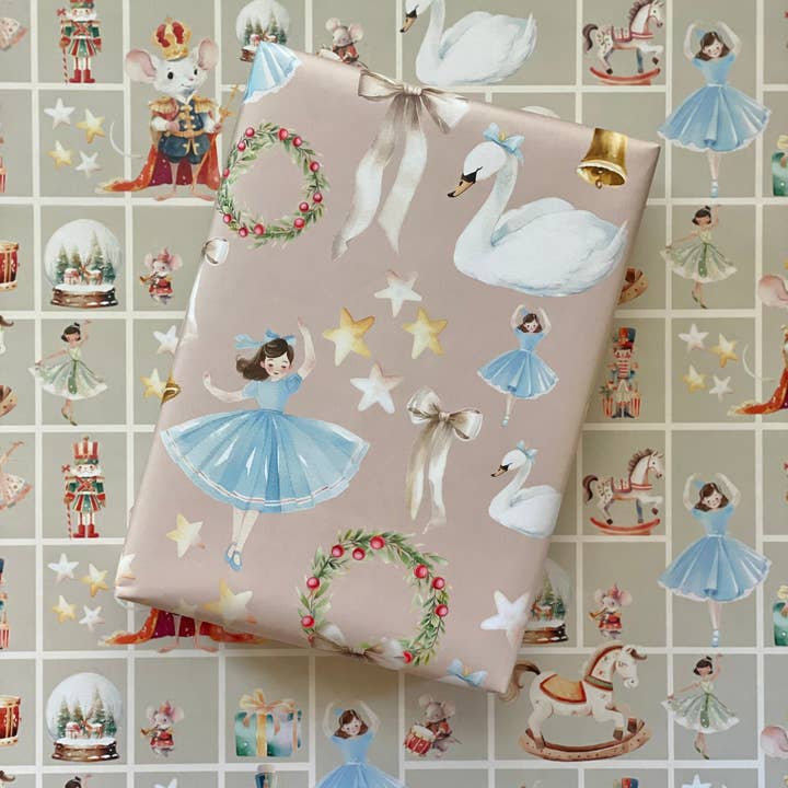 Petite Rose Paper Co. - Wholesale Flat Wrap - Holiday Gift Wrap | Reversible Gift Wrap | Double-Sided Wrap