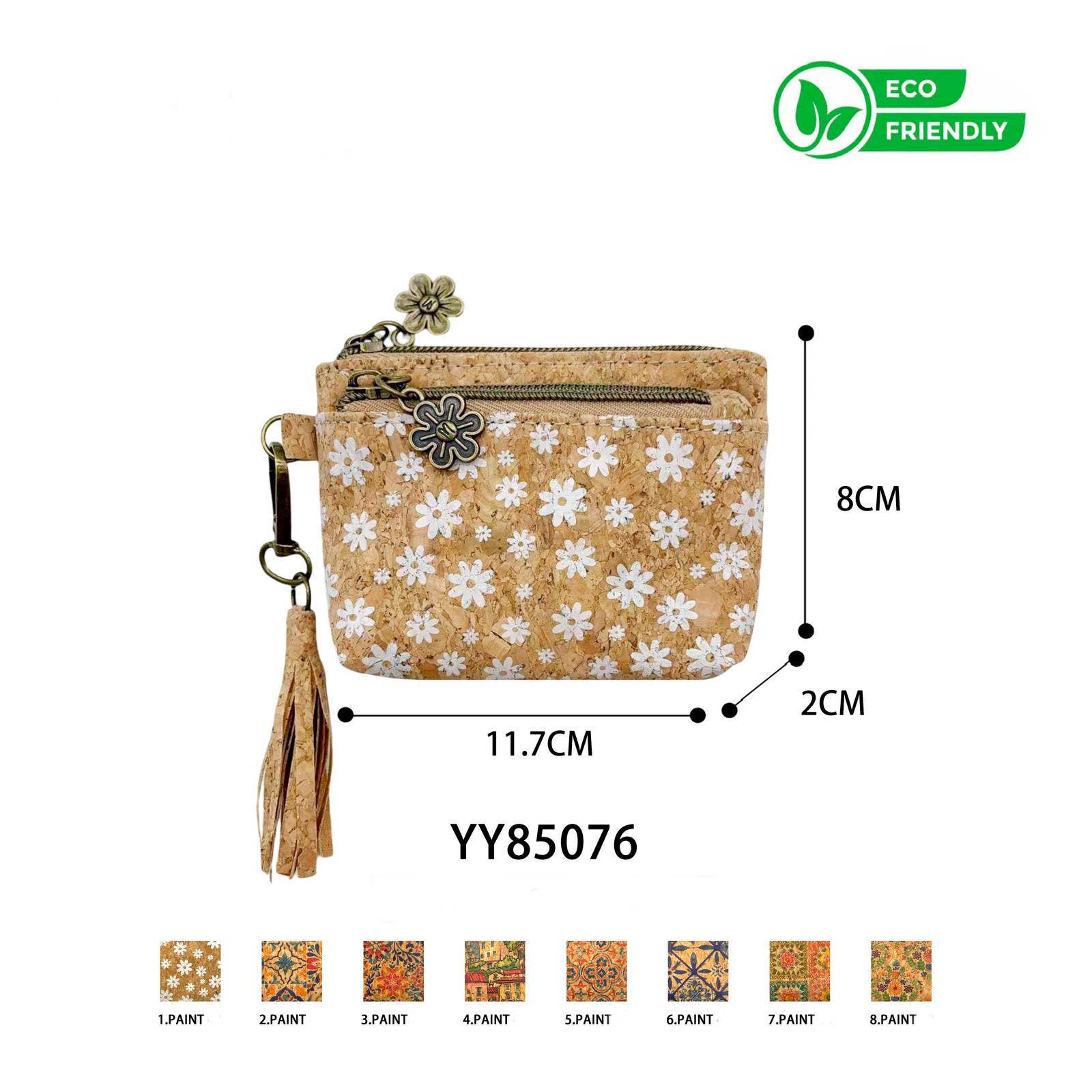 Multicolored Eco-friendly Cork Wallet with Decorative Tassels B2B YY85076 for wholesale on Faire