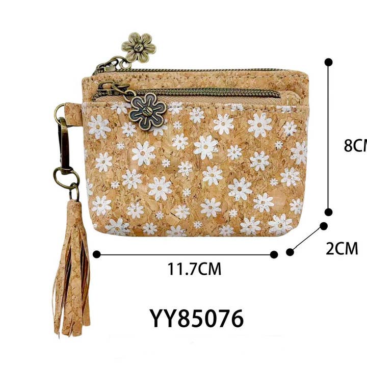 Multicolored Eco-friendly Cork Wallet with Decorative Tassels B2B YY85076 for wholesale on Faire0