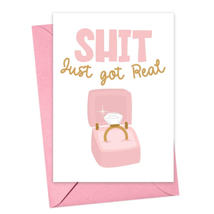 Just Got Real Funny Engagement Card Bride Wedding Card for wholesale by R is for Robo