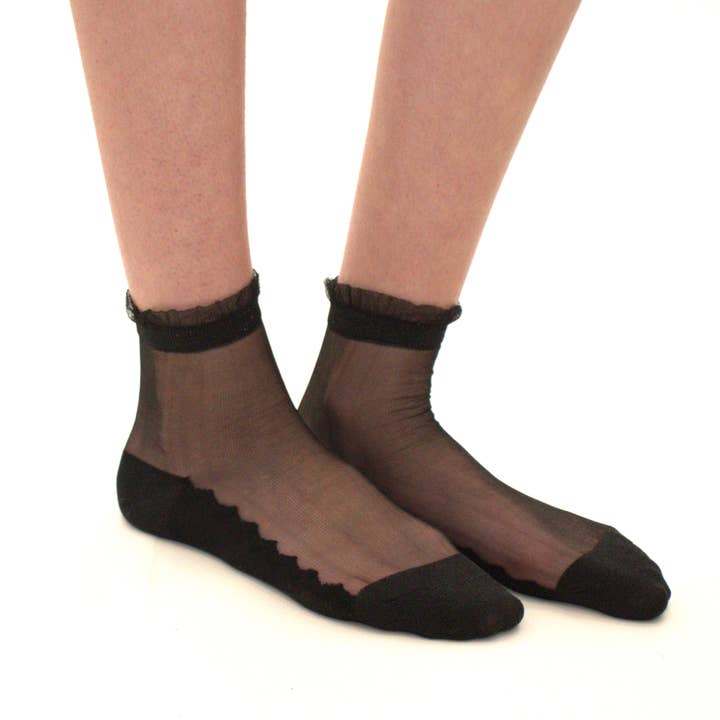 Yuko B - Vendita all'ingrosso Calzini - Donna - Shine - Lurex Nero - La Calza in voile durevole2