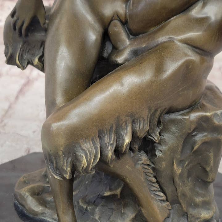 Bronzhaus - Wholesale Sculpture - Satyr & Nymph Nude Female Having Sex Erotic Bronze Statue Sculpture Original Art 13" x 10"8