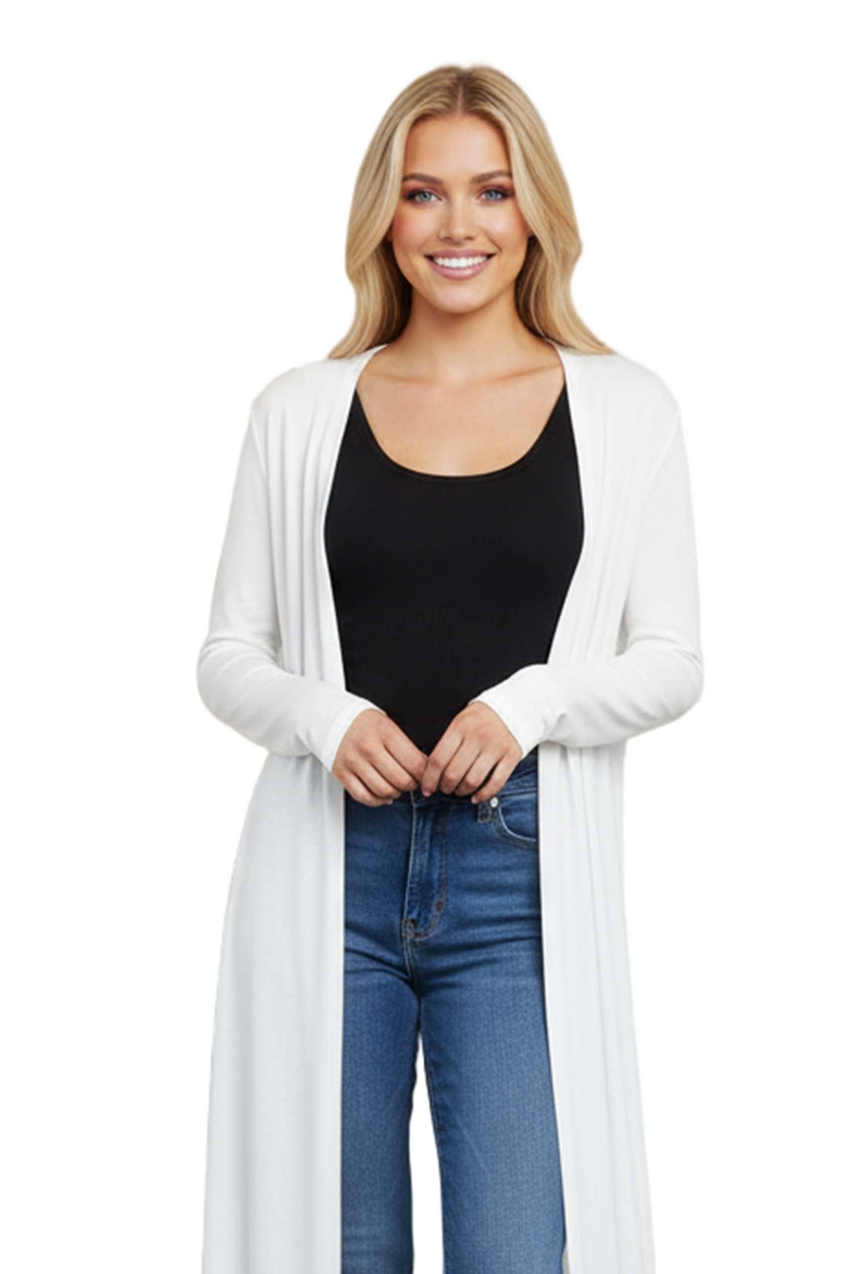 Good Stuff Apparel - Wholesale Cardigan - Women's - Women’s Long Sleeve Open Front Flowy Knit Duster Longline Cardigan1