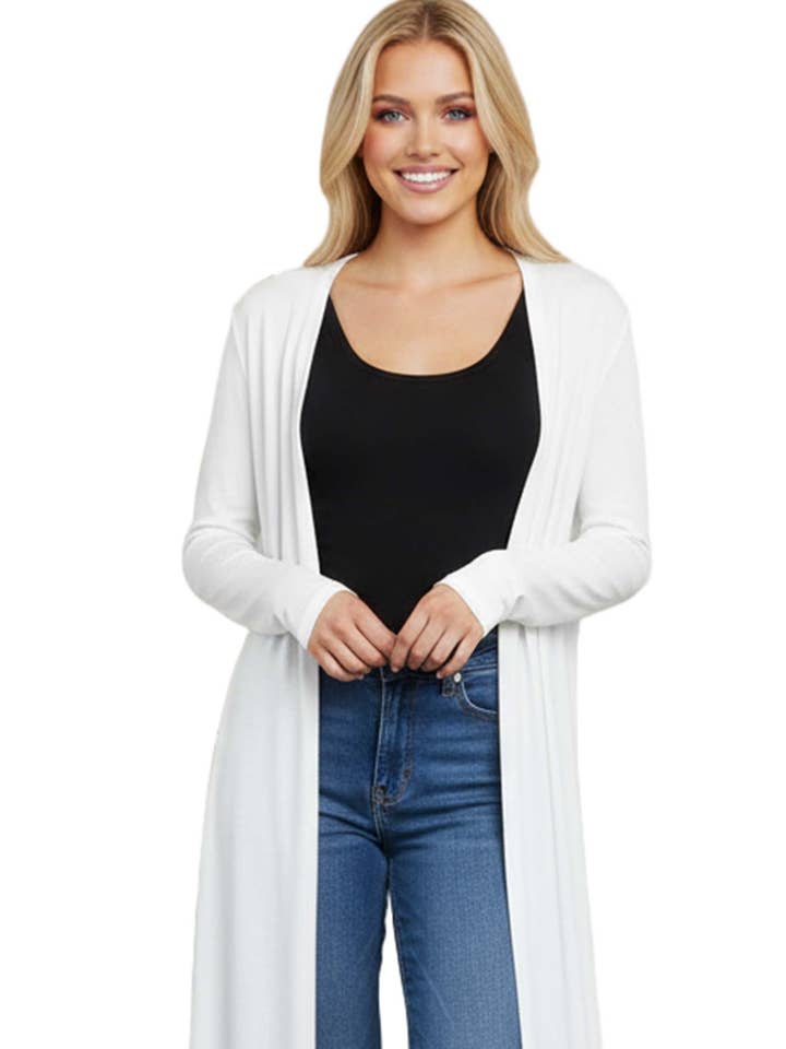 Good Stuff Apparel - Wholesale Cardigan - Women's - Women’s Long Sleeve Open Front Flowy Knit Duster Longline Cardigan1