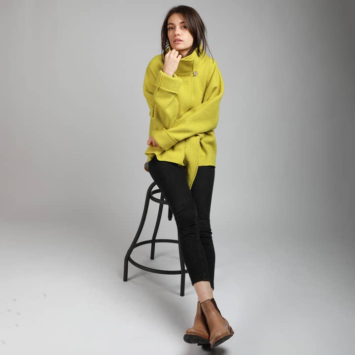 Knotium - Vente Manteau – femme - MAUD Manteau-Cardigan oversize en laine bouillie non doublée avec ceinture8