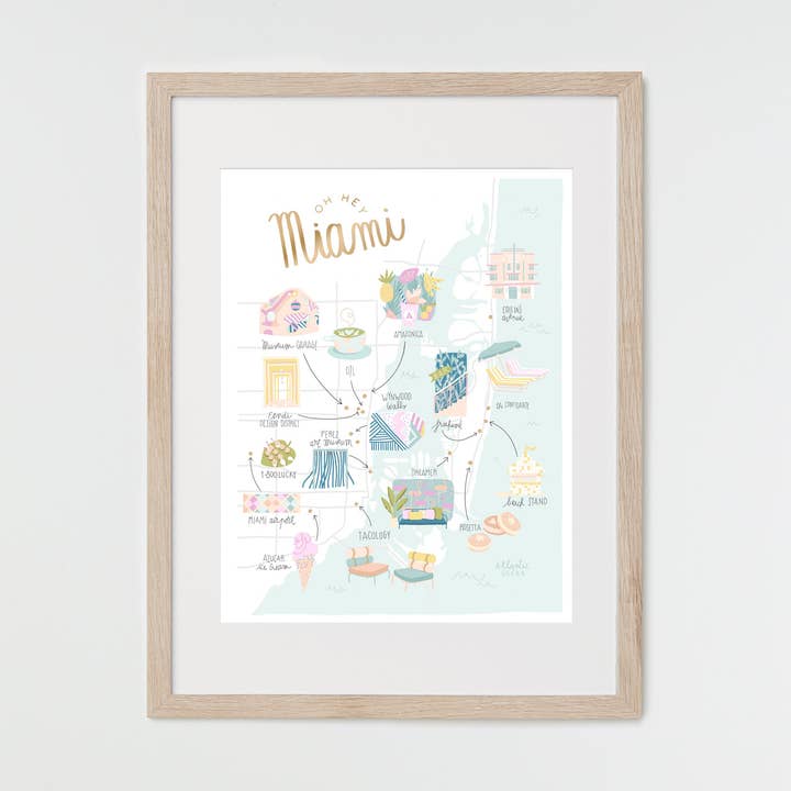 Stampa artistica di Miami con gemme nascoste per la vendita all'ingrosso da parte di HEYMACA