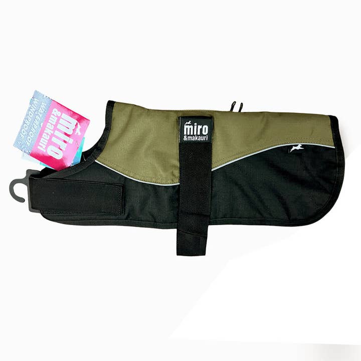 Miro & Makauri Winter Dog Coat "Black & Khaki" for wholesale by Miro & Makauri