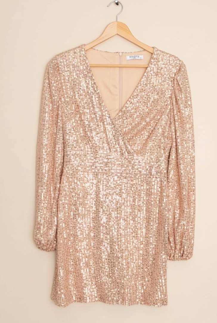 Pink Short wrap sequin dress - M102 for wholesale on Faire2