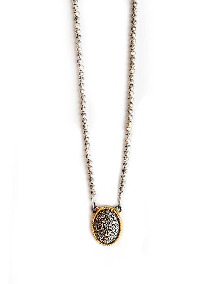 Pave Diamonds Oval på Pyritkedja för wholesale av AVAASI