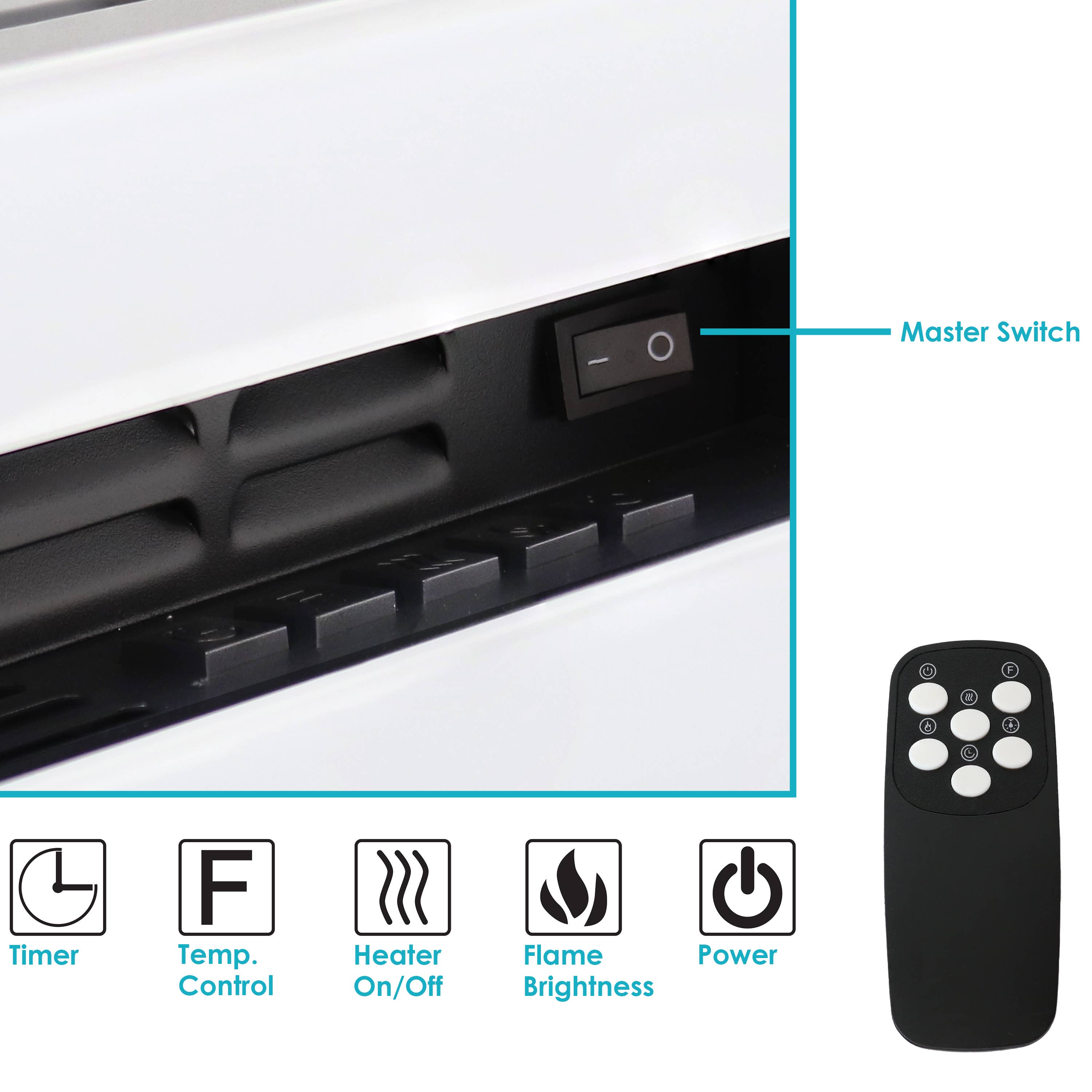 Sunnydaze Decor - Wholesale Fireplace Screen - 50 in Sophisticated Hearth Indoor Electric Fireplace - White3