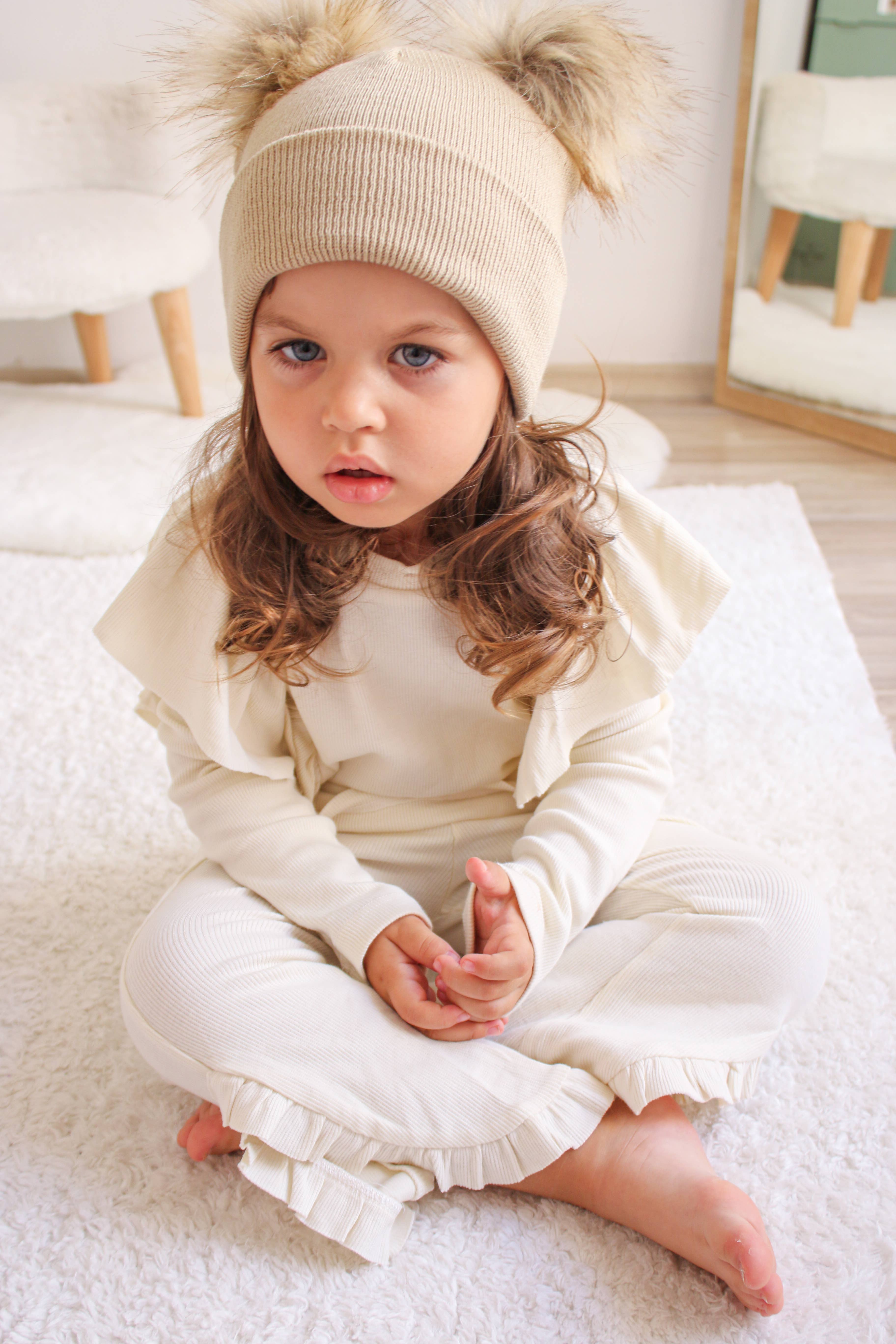 Himmelberg Baby - Wholesale Beanie - Kids - Beige Pom Pom Baby/Kid's Beanie, Newborn to 8 Years, Unisex10