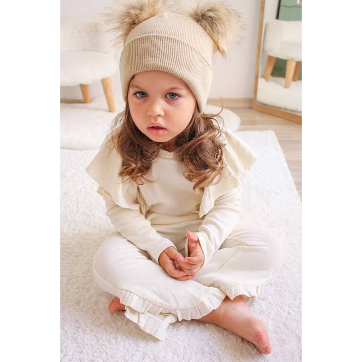 Himmelberg Baby - Wholesale Beanie – Kids - Beige Pom Pom Baby/Kid's Beanie, Newborn to 8 Years, Unisex10
