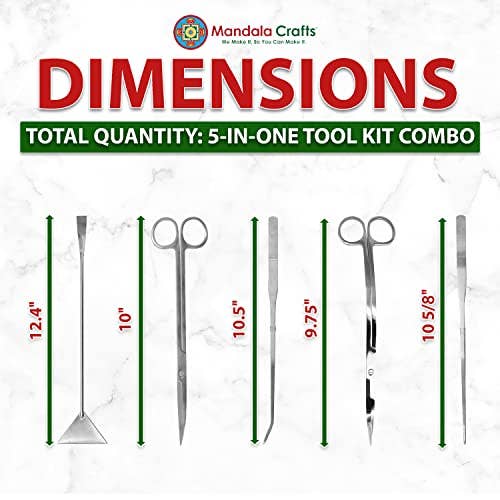 Mandala Crafts - Wholesale Garden Tool - Long Stainless Steel Aquascape Tool Kit for Saltwater Freshwater Aquarium Plant Trimming, Fish Tanks, Terrariums3