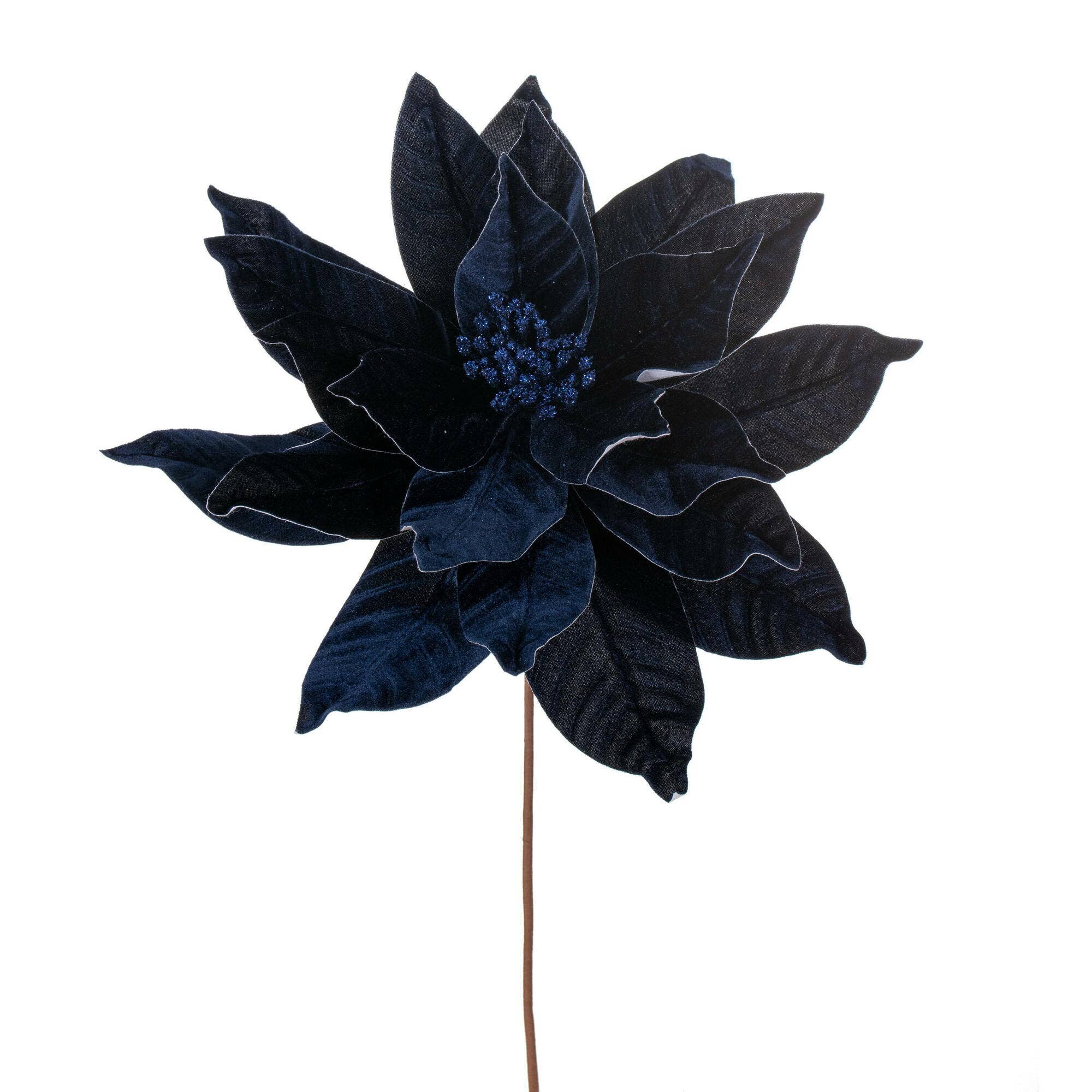 Vickerman 21.5" Mdnt Blue Poinsettia 18" Flwr 2/Bg for wholesale on Faire0