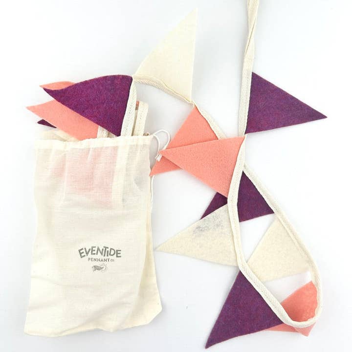 Bunting // cream, coral, plum for wholesale by Eventide Pennant Co.