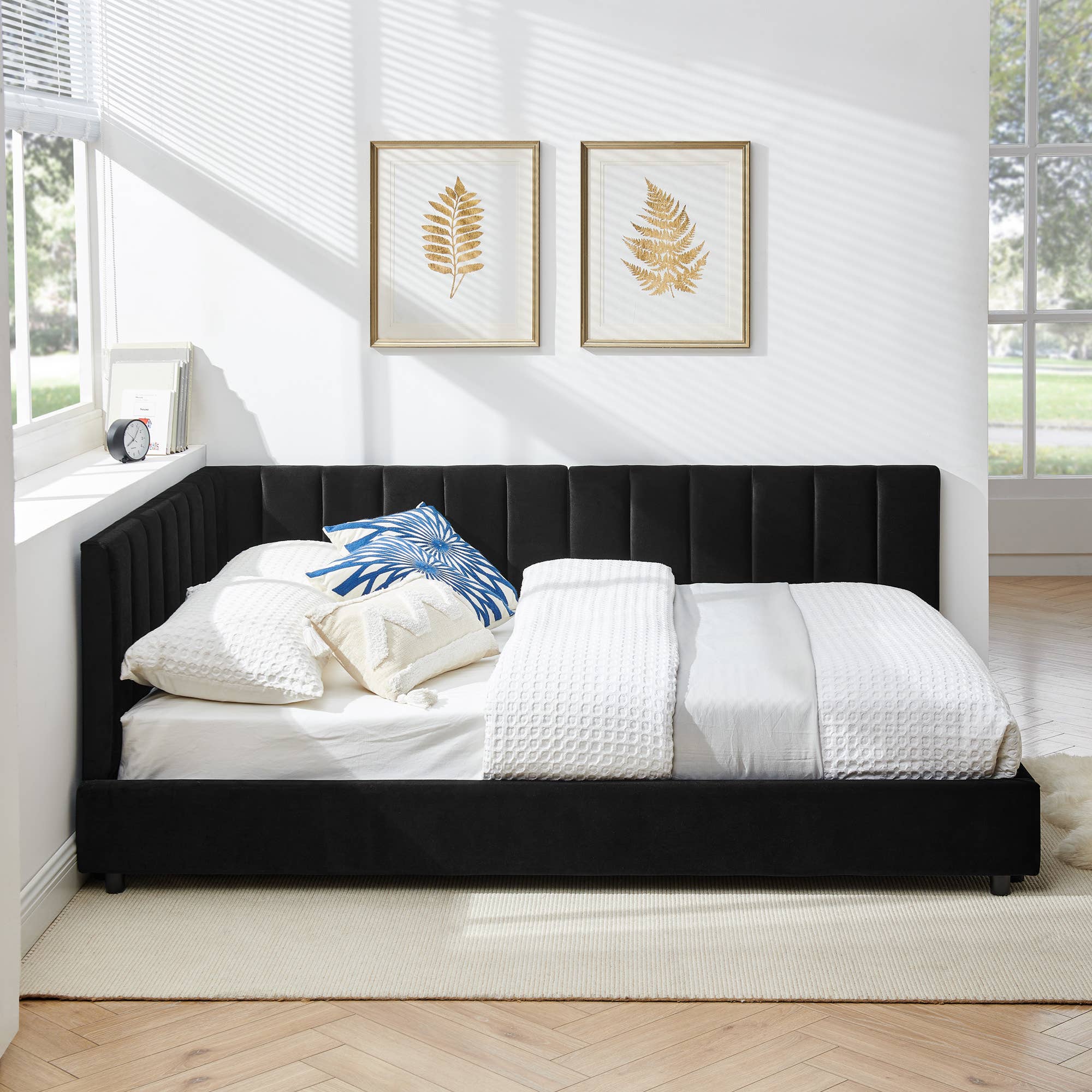 39F Inc. - Wholesale Bed - Mid-Century Full Size Tufted Bed Frame ,Gray/Beige/Black 18