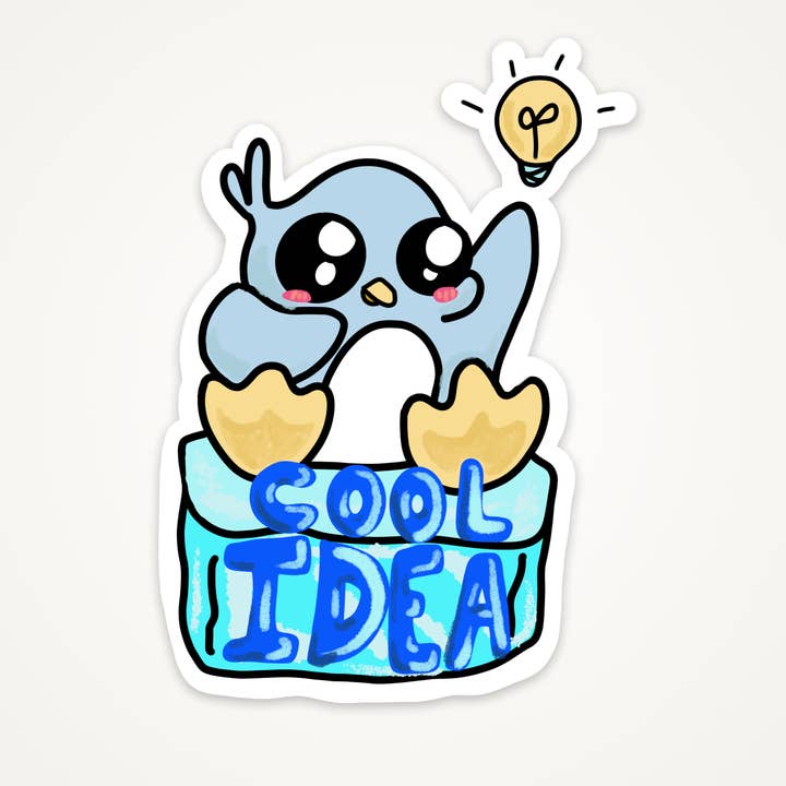 Good Idea Penguin - Stratifié mat - Autocollant 3 po pour la vente par Gooseberry Kawaii