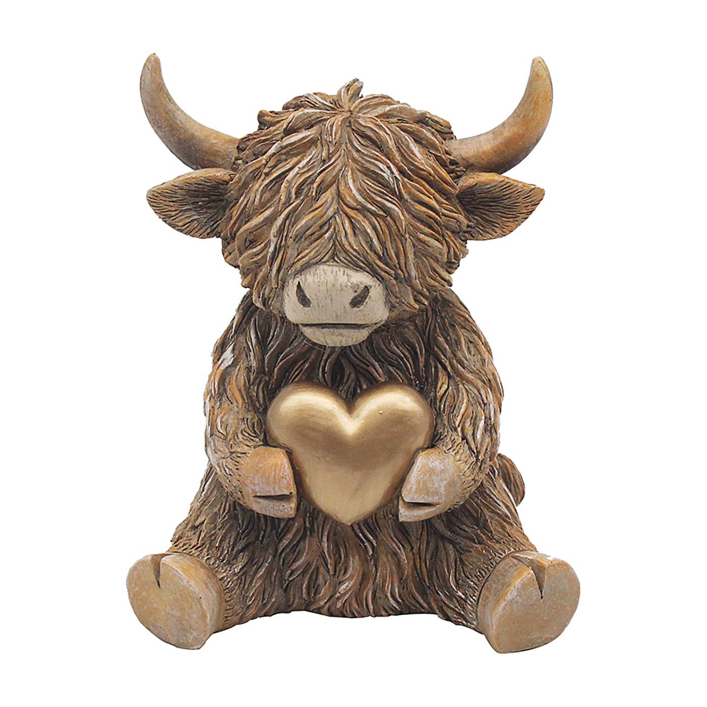 Joe Davies - Wholesale Decorative Figurine - Highland Fat Cow Gold Heart0