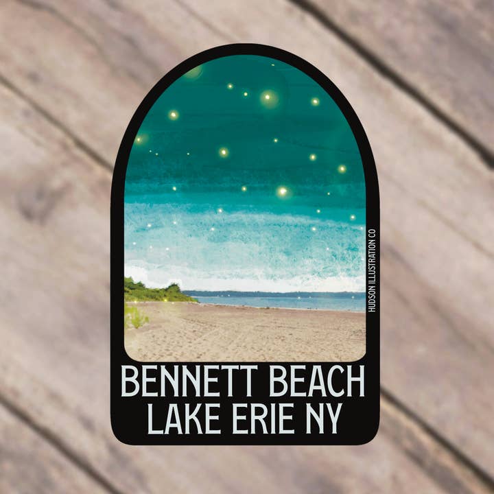 Bennett Beach Lake Erie New York Sticker/Magnet/Print for wholesale by Hudson Illustration Co - About Town Co