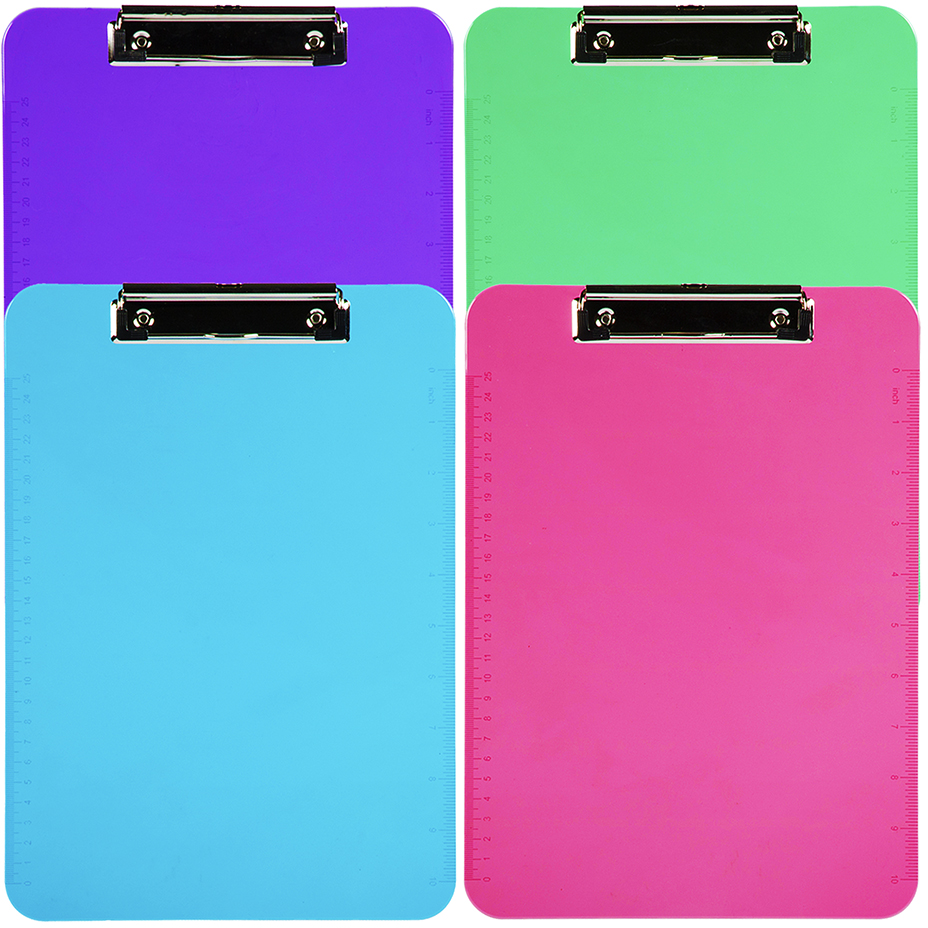 JAM PAPER - Wholesale Clipboard - JAM Plastic Clipboards, Metal Clip, 9x12.5, Fashion, 4/Pk2
