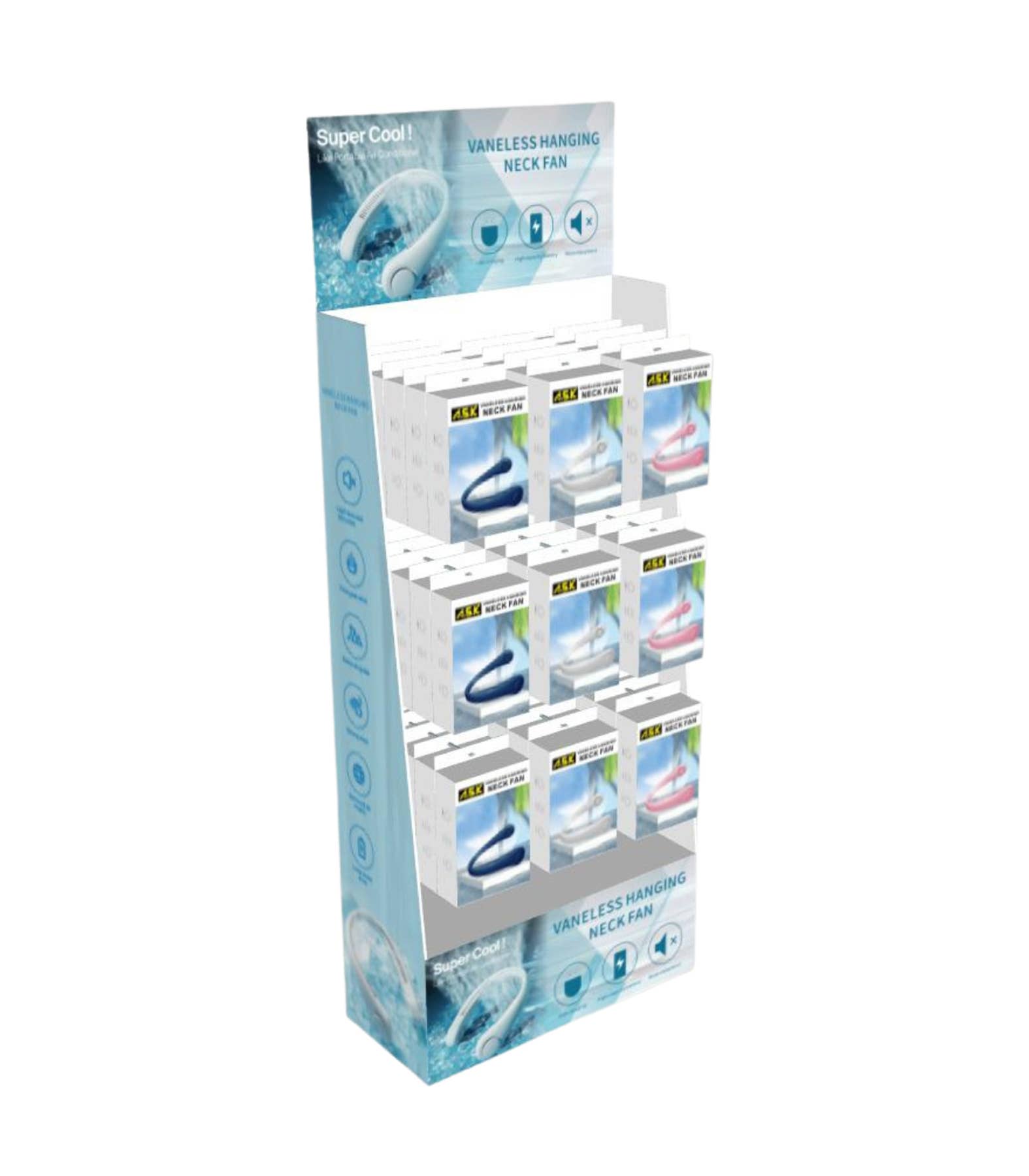 K & S WHOLESALE INC - Vendita all'ingrosso Ventilatore elettrico portatile - Ventilatore da collo senza pale A.S.K - Espositore da 54 pezzi11