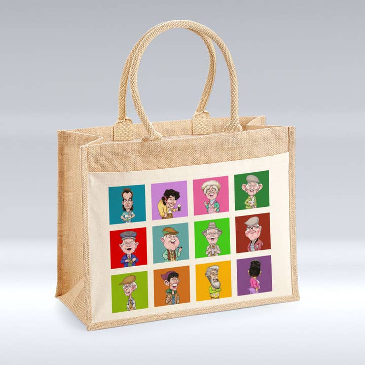 Hele Bende Kleuren Vierkanten - Jute Tas voor wholesale door Pureminted