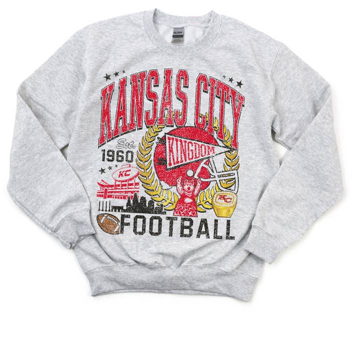 Retro Kansas City Football Sweatshirt for Game Days for wholesale by SimplyKnotCo