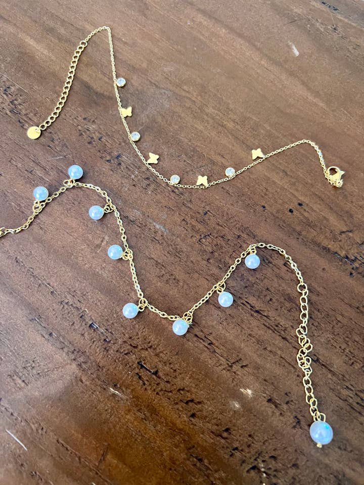 waterproof butterfly and pearl anklets for wholesale by bubs & sass