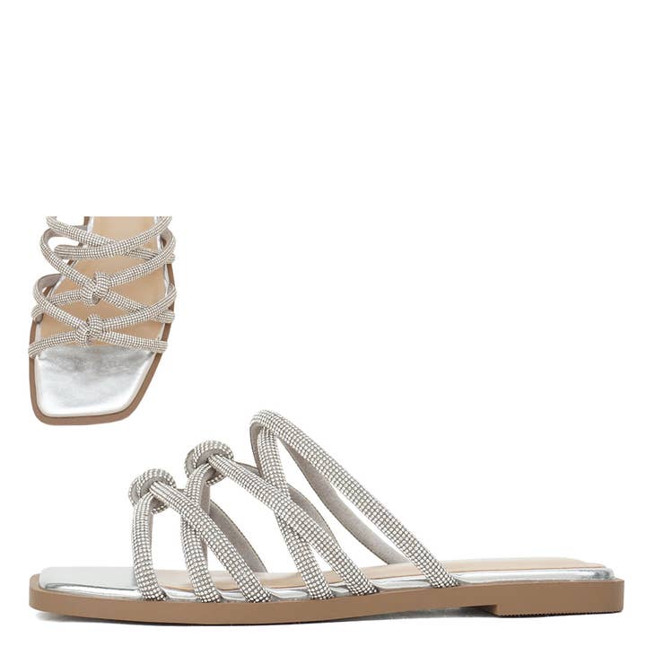Mars Sky Shoes Wholesale - Wholesale Slides - Women's - Soda COMPARE Women Rhinestone Knot Strappy Flat Sandals