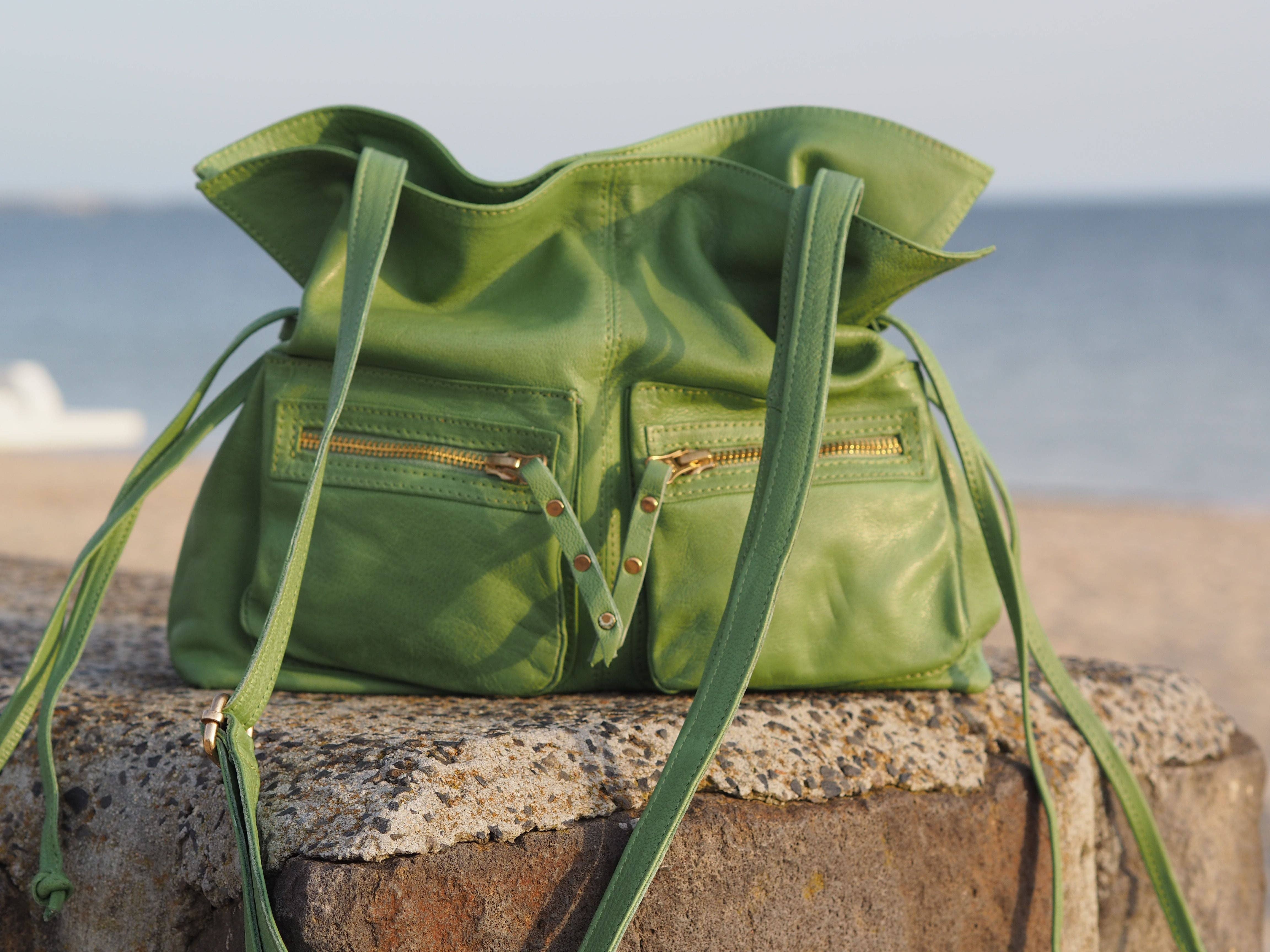 Cadelle Leather - Wholesale Crossbody Bag - Women's - Jillian Drawstring Crossbody | Moss Green3