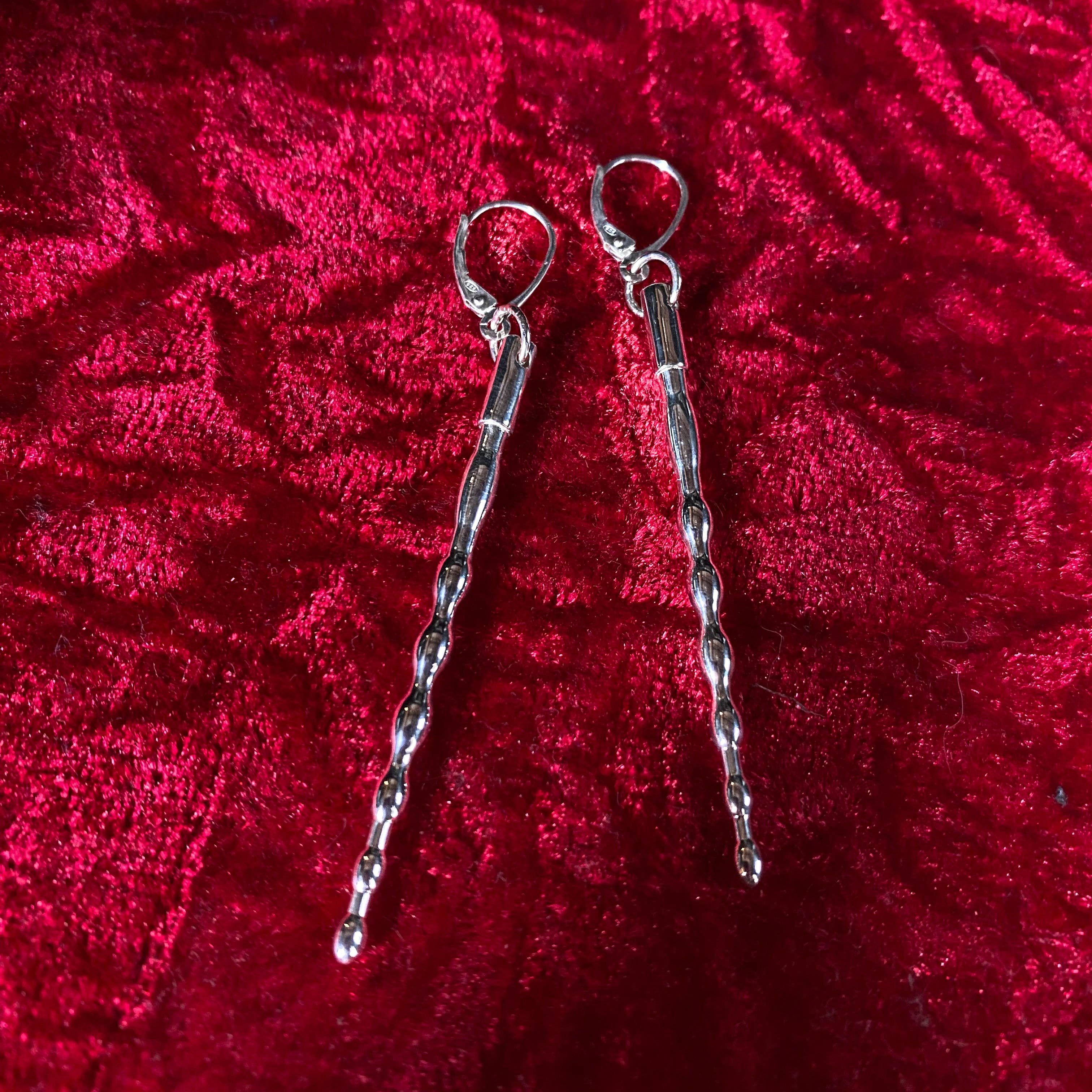 Horny Cat Jewellery - Wholesale Dangle Earrings - Penetrate - Urethral sound penis plug mini replica earrings, silver8