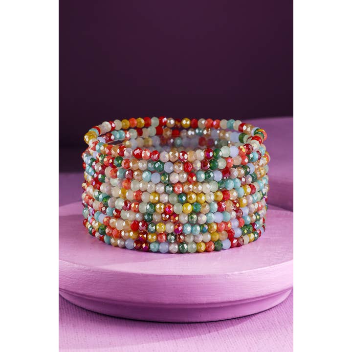Urbanista - Wholesale Beaded Bracelet - 10 Piece Colorful Glass Bead Stretch Bracelet